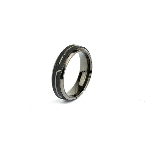 Schwarzer Titanring mit geschmiedetem Carbon-Finish - Rex Black